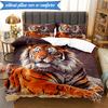 3PCS White Tiger Family Bedding Set,Including 1pc Duvet Cover And 2pcs Pillowcases Perfect for Bedroom, Dormitory, Fan Christmas gift