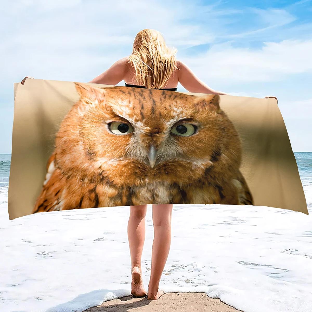 Owl Beach Towel Quick Dry Shower Swim Bath Towels, Oversized Multipurpose Towels Microfiber Beach Towels Beach Accessories W40*H60(CM)
