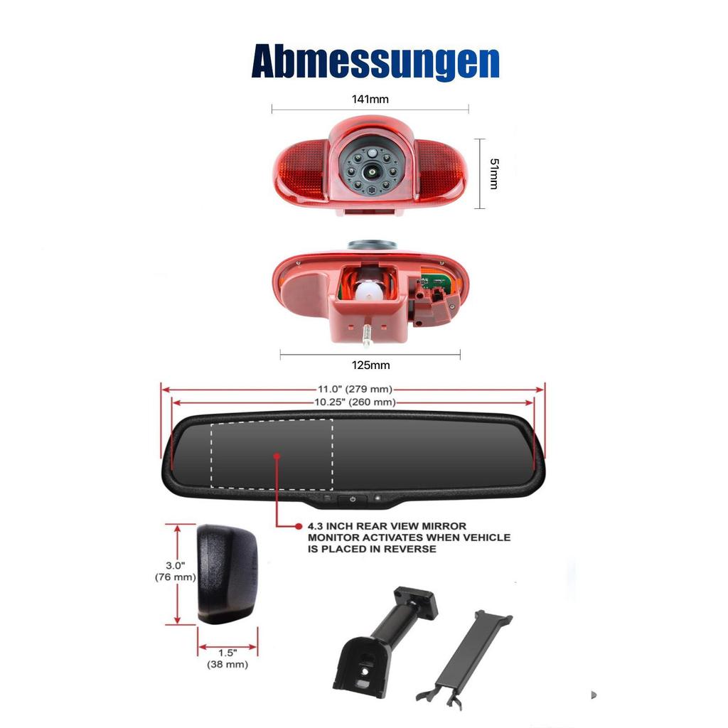 4.3-inch Rearview Mirror Display Camera for Renault Trafic & Opel Vivaro