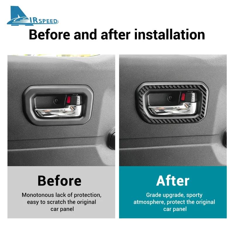 Real Soft Carbon Fiber Sticker Trim LHD RHD For Suzuki Jimny      2024 2025 Car Door Inner Handle Frame