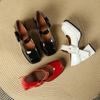 French Mary Jane High Heels Women's Short 2025 Early Spring Retro Square Head Women's Shoes Waterproof Table Thick Heel Single Shoes Women