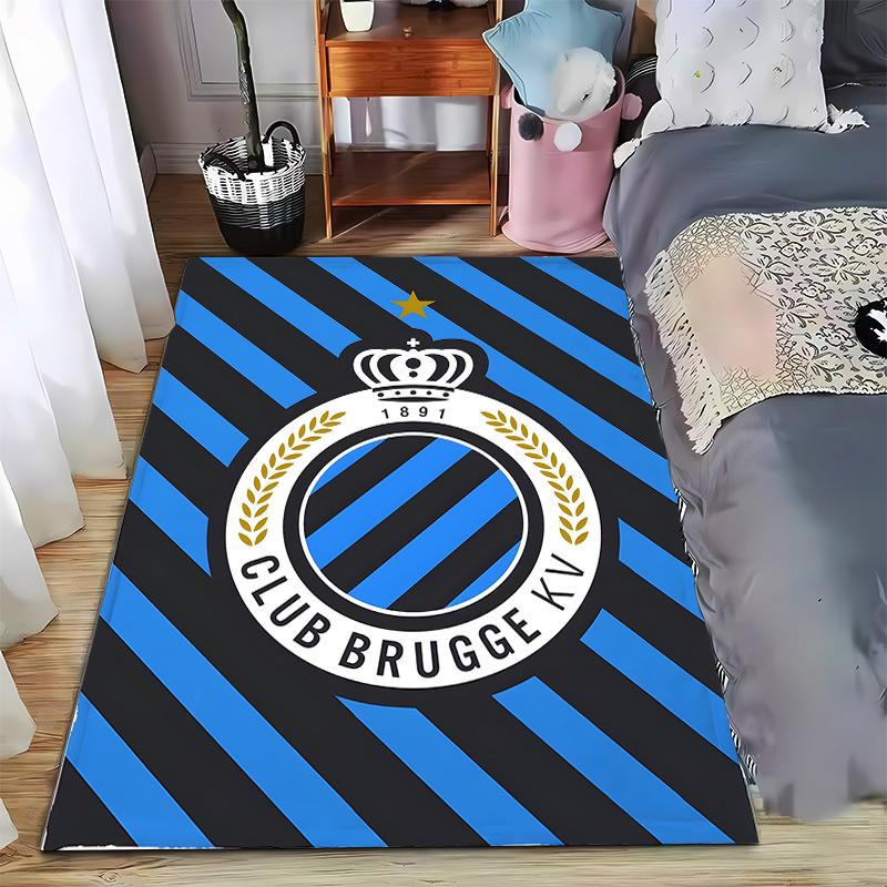 "Club Brugge KV Logo Black Blue Striped Pattern Carpet Rug Design" Suitable for Use As an Anti-slip for Living Room Bedroom Sofas