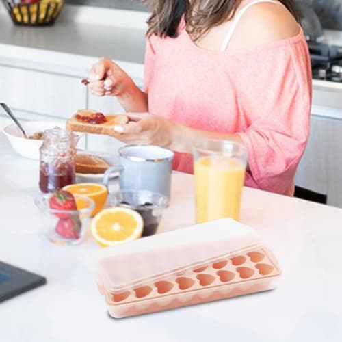 Gevrkjenp Heart-Shaped Ice Cube Tray, Heart Ice Cube Shape - Heart-Shaped Ice Tray for Freezers, 24-Grid Ice Tray with Lid for Easy Removal, Mini Hear