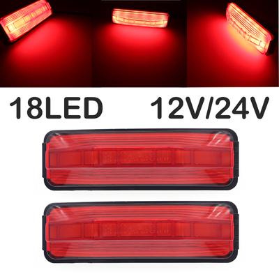 2PCS 24V 12V Car Turn Signal Brake Rear Warning Tail Light 18 LED Truck Lorry Trailer Side Marker Indicators Lamp
