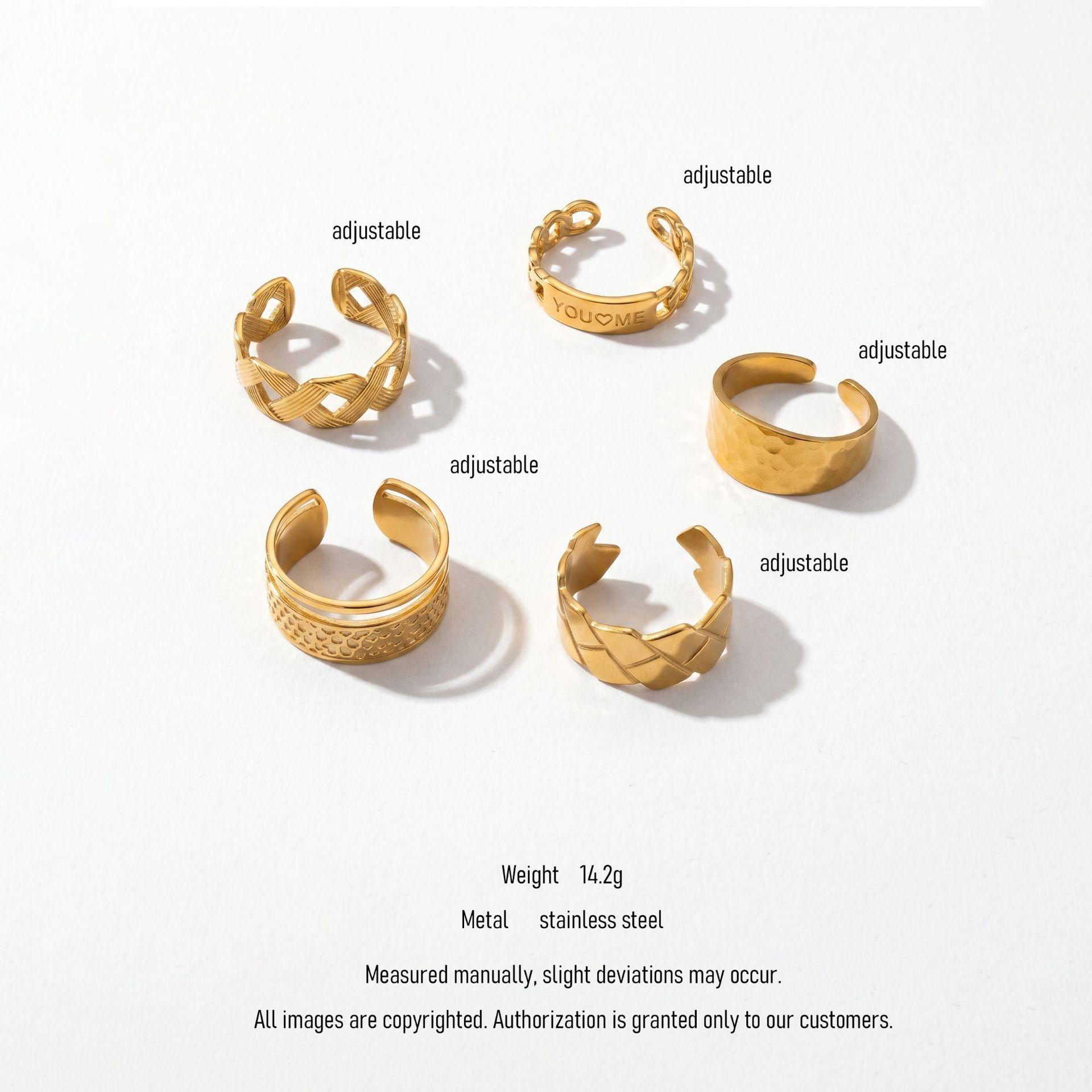 Stainless steel combined ring - heart-shaped leaf opening finger ring - simple ring