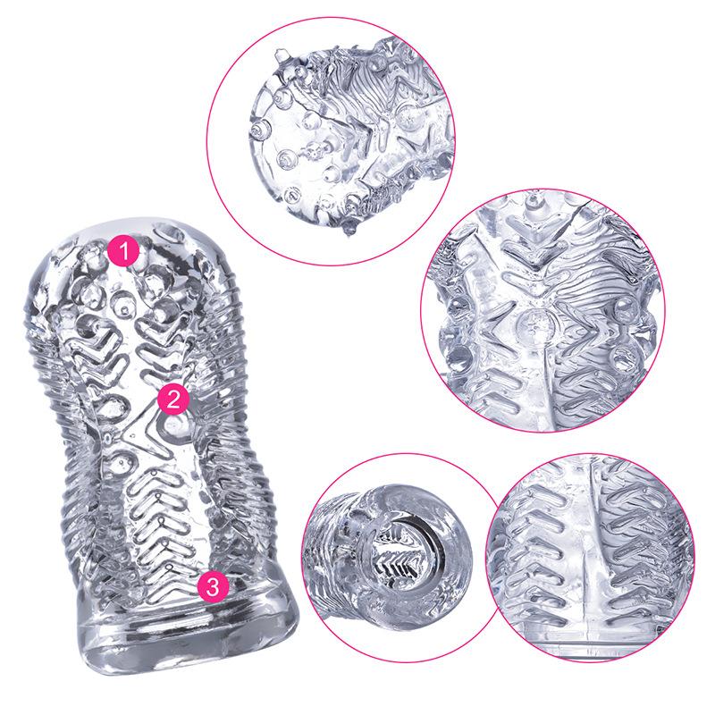 Male Glans Exerciser Masturbation Male Adult Products Portable Transparent Soft Rubber Aeroplane Cup Trainer