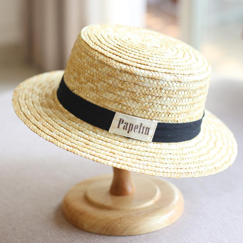 

Parent-child straw hat summer breathable sunshade flat top boy baby bucket hat straw girls vacation beach hat tide Adjustable 49-52cm (children)