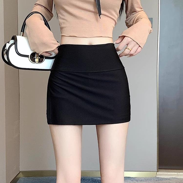 High-Waisted A-Line Short Skirt - Women's Spring Fashion with Anti-Exposure Style and Patchwork Design