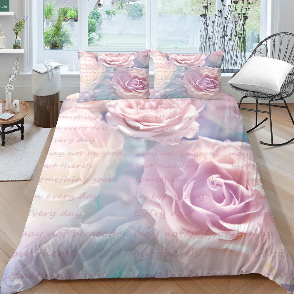 Creative Rose Series Bedding Two Or Three-Piece Set Polyester 3D Digital Printing