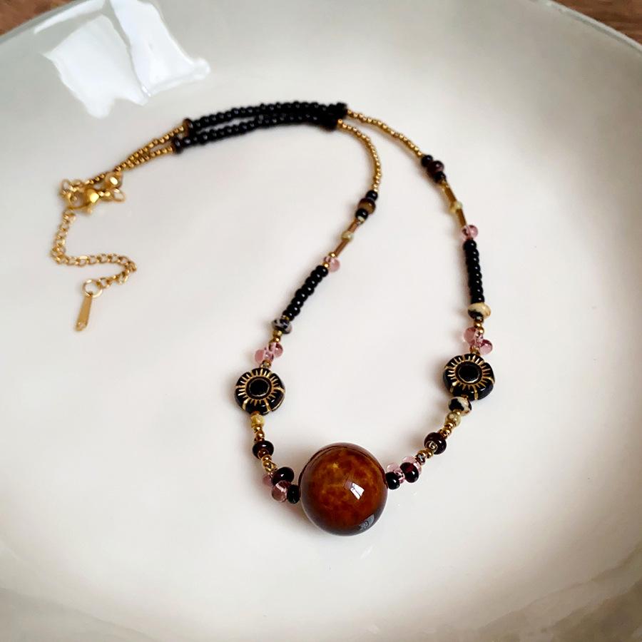 Ethnic Style Irregular Beaded Crystal Beaded Necklace Women's Clavicle Chain Holiday Style Necklace