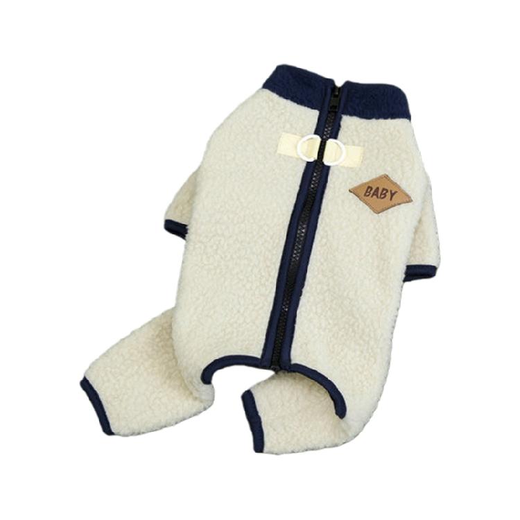 Plush Fleece Dog Coat with Leash Hook Winter Apparel Jumpsuit For Corgis Devons Small Breeds Soft Warm Pet Warm Romper