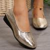 Fashion 2025 Fashion Bling Flat Shoes for Women Spring Autumn Solid Pointed Toe Women's Shoes All-Match Plus Size Flats Shoes Ladies