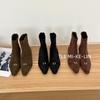 Korean Version Suede Belt Buckle Temperament Thin Boots Women's 2025 New Autumn and Winter Kitten Heel and Ankle Boots Retro Short Boots