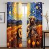 Pastoral Collie Guitar Curtains Van Gogh Oil Painting Style Living Room Bedroom Balcony Windows Decorative Curtains 2 Pcs