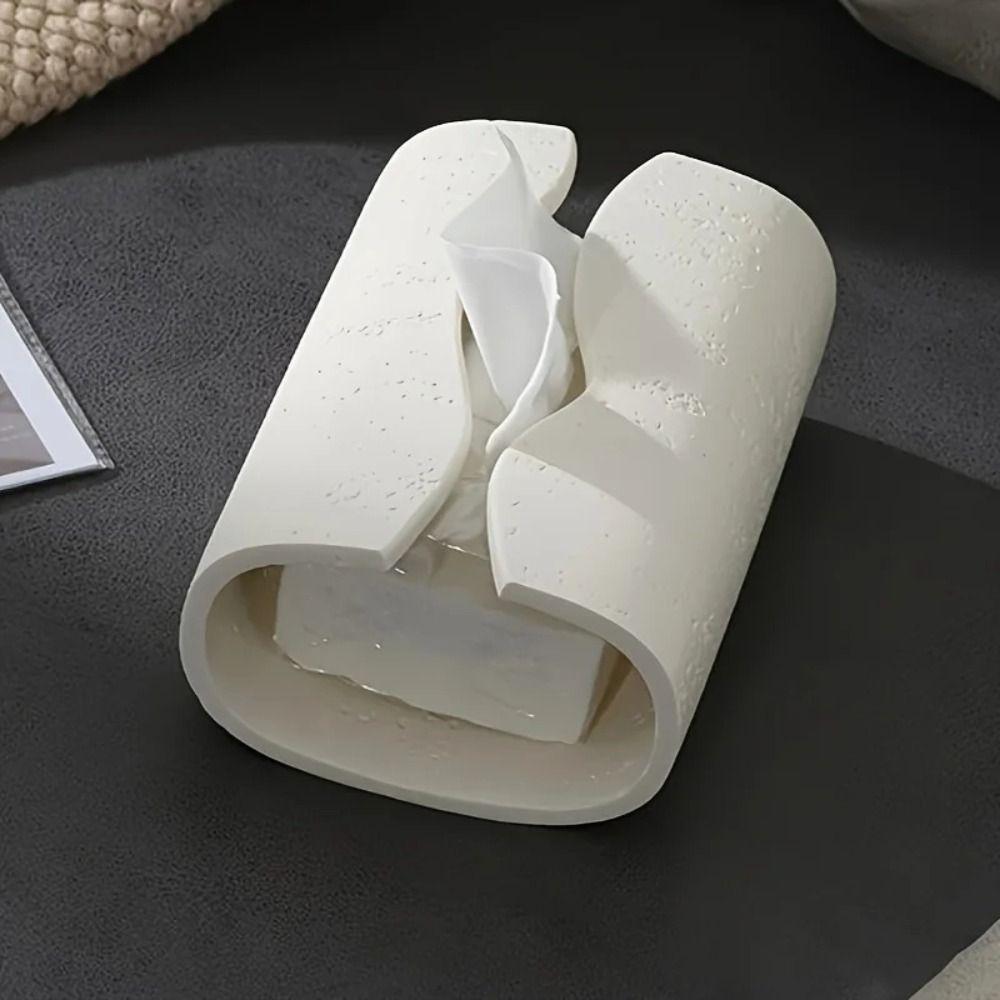 Imitation Cave Stone Design Resin Tissue Box Rectangular Tissue Paper Case Living Room Decoration