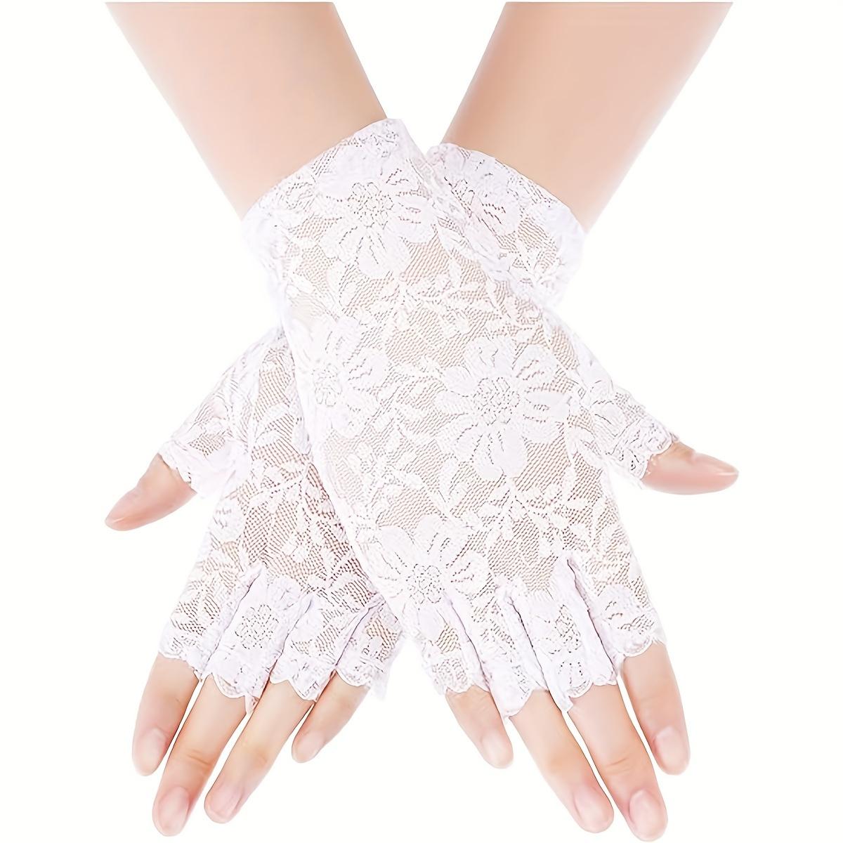 

Forever & Moment Women s Vintage Floral Lace Fingerless Gloves Short Bridal Prom Wedding Tea Party Halloween Costume Accessories,