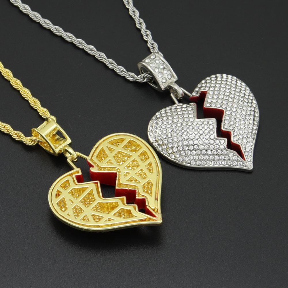 European Unisex Broken Heart Necklace - Trendy Sad Heartbeat Pendant