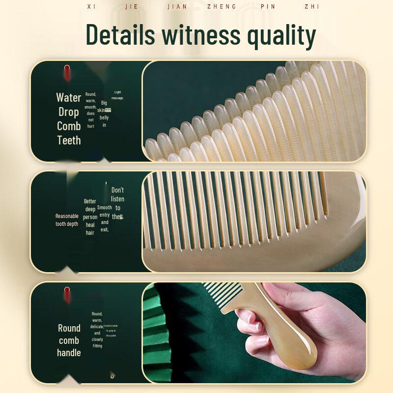 Natural White Buffalo Horn Scalp Massage Comb