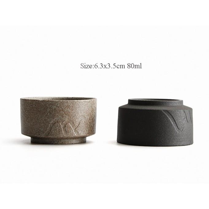 Ceramic Tea Cup Coarse Pottery Japanese Style Black Pottery Kung Fu Tea Set
