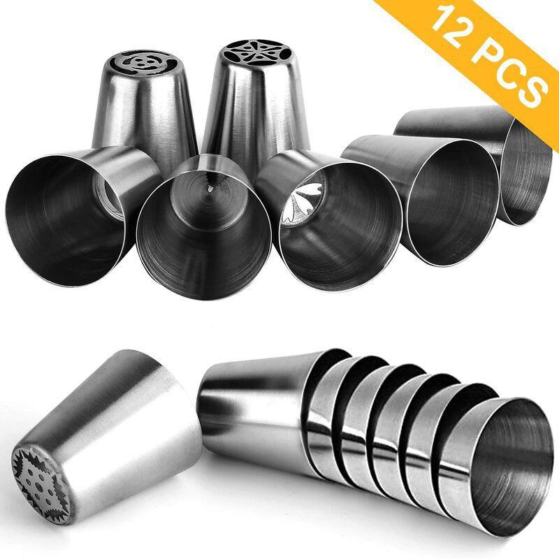 27-Piece Russian Piping Tips Set Cake Decorating With TPU Bag Stainless Steel Nozzles