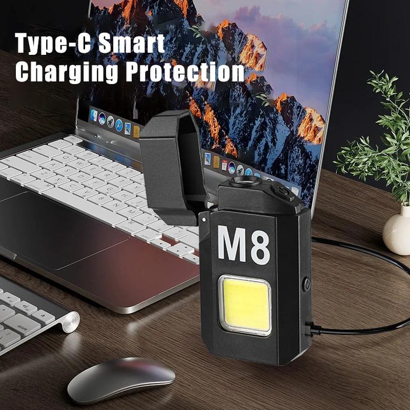 3PCS EDC Keychain Flashlight COB Portable Work Light USB Rechargeable Outdoor Camping Fishing Pocket Lamps with Heating Wire