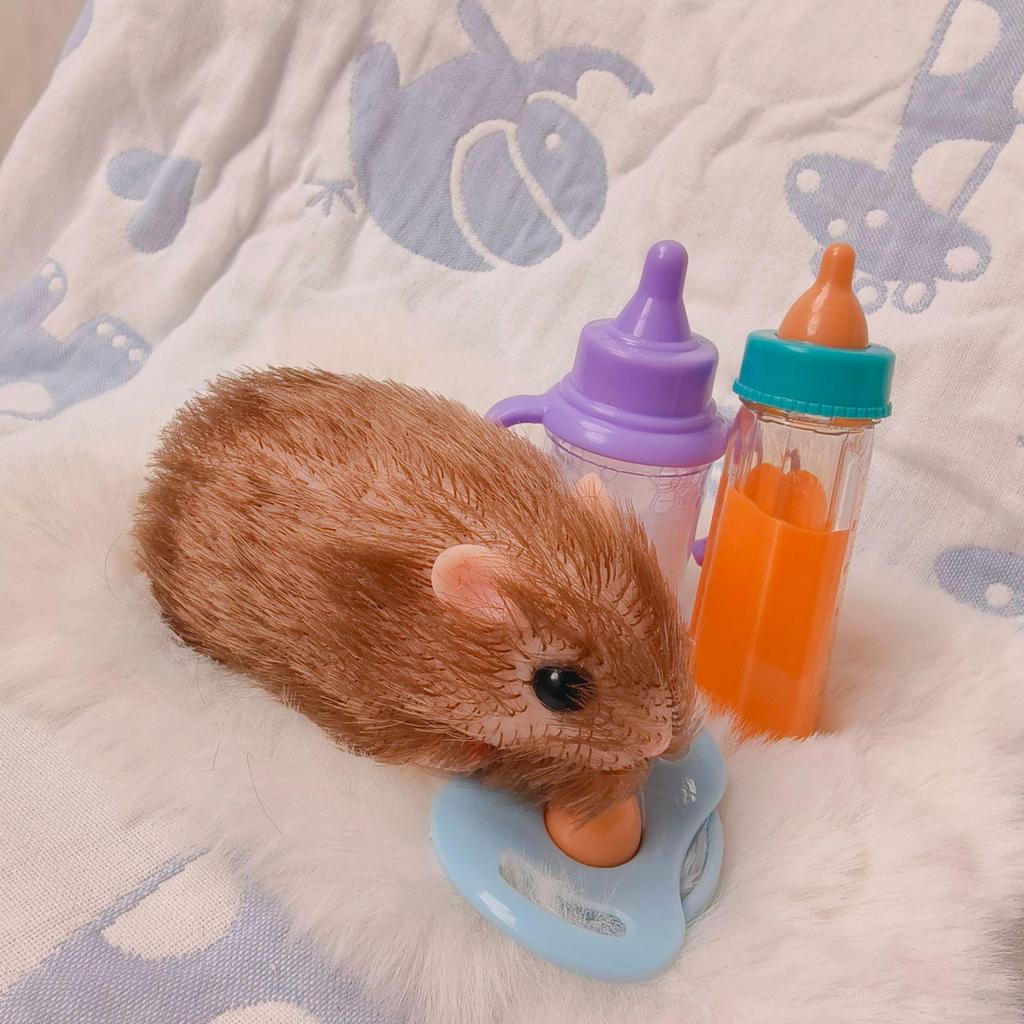5-Inch Silicone Reborn Hamster Doll with Implanted Hair - Cute Miniature Animal in Blue Sea Theme