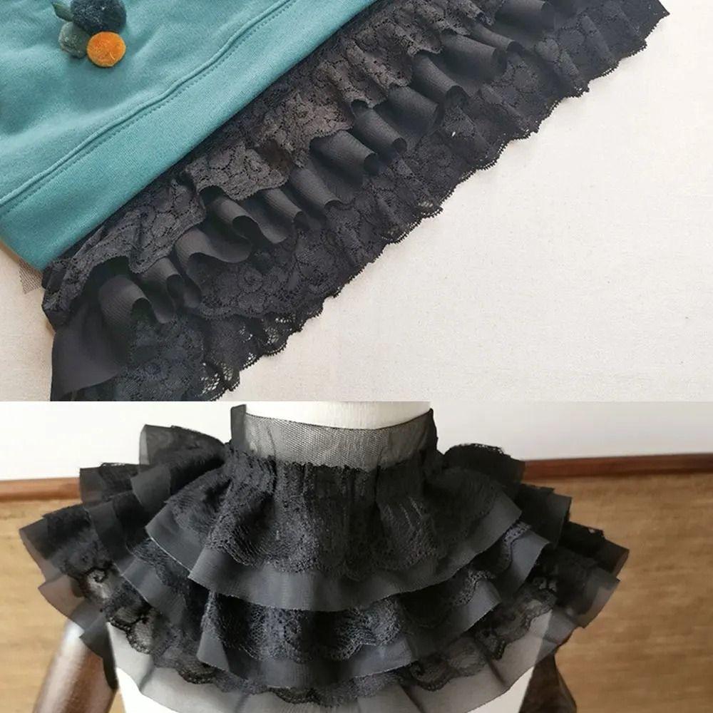 13cm Wide Chiffon Mesh Fabric 3D Pleated Three Layers Chiffon Lace Edge Embroidered Tulle Lace Fabric
