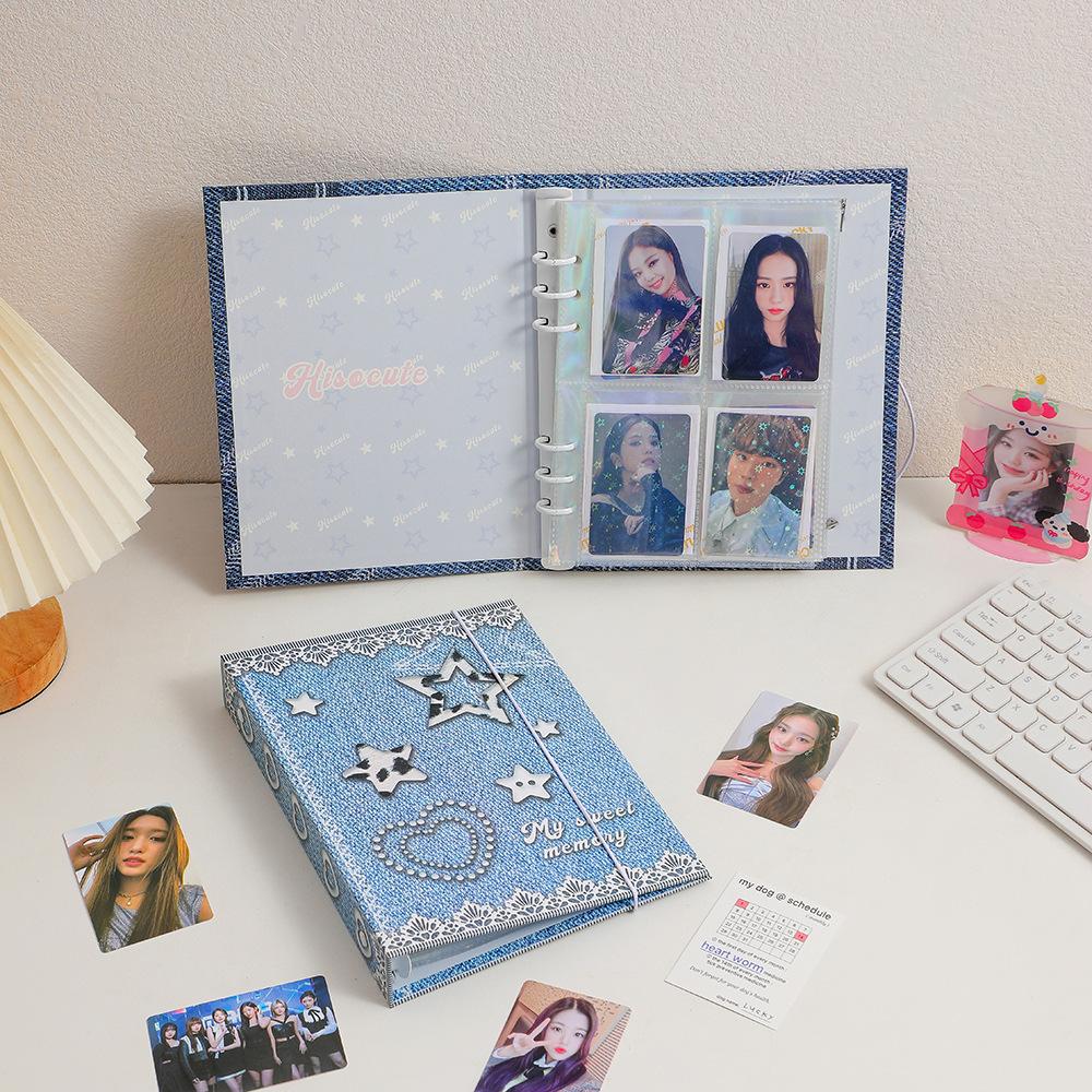 A5 Denim Photo Card Holder Binder Photocard Holder Book Album Photo Card Album Student School Stationery