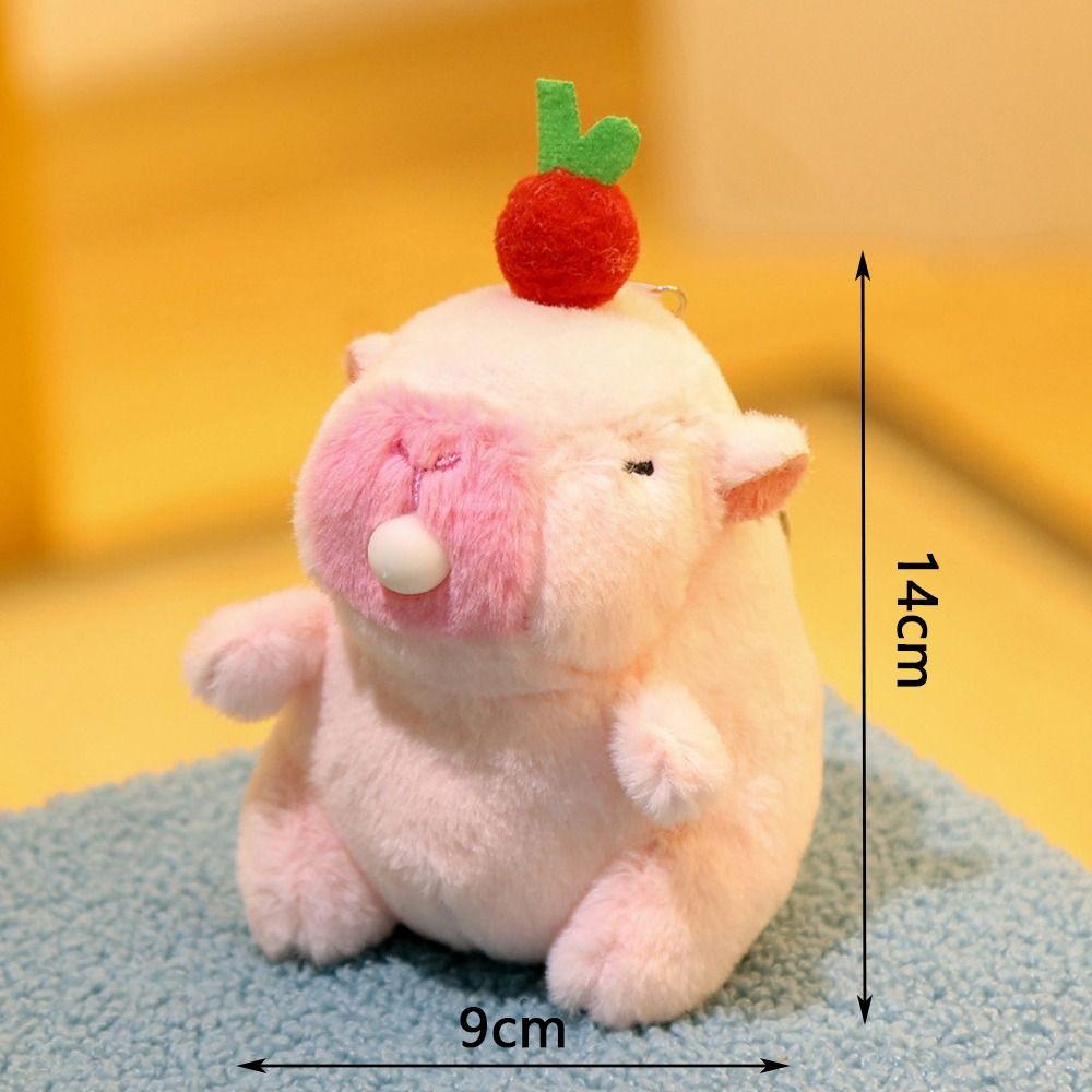 Plush Capybara Doll Keychain Squeeze Spitting Bubbles Capybara Bag Pendant Soft Stuff Relieve Stress Toys For Kid BIrthday Gift