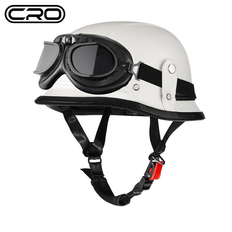 Cruise Vintage Goggles PU Leather Private Helmet Leather Helmet Half Helmet Motorcycle Helmet Locomotive Helmet