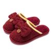 Slippers wedding new wedding couple festive burgundy bride dowry light luxury hemp fluffy slippers