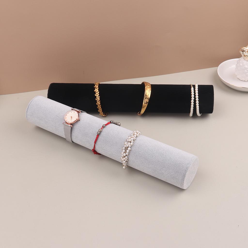 Svart Grå Sammet Armbandsdisplayhållare Smyckesmottagning för Klocka Armband Armring Organizer Hylla Ställ