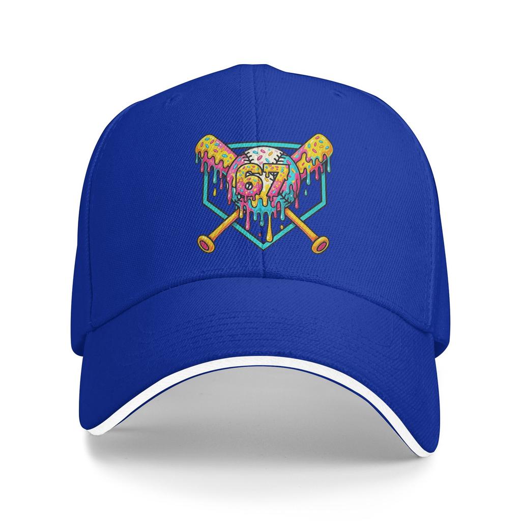 67 Baseball Home Plate Dripping Ice Cream Drip Baseball Cap Cool Female Male Hip Hop Hats Print Outdoor Gym Baseball Caps Gift