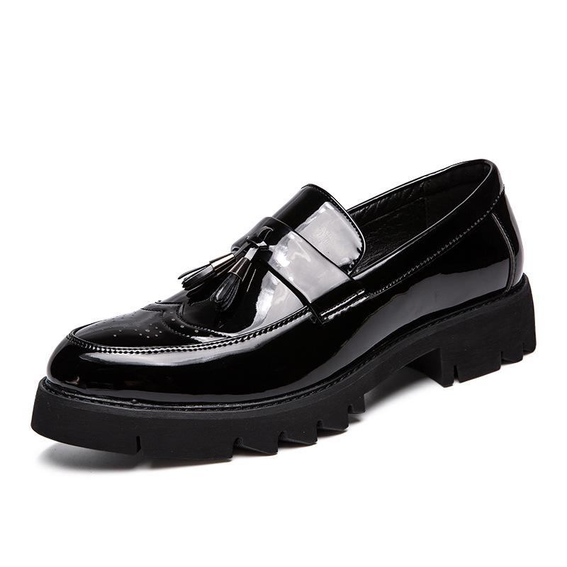 Men s Pointed Toe Patent Leather Slip-On Loafers - Trendy Casual Driving Shoes 40 чёрный