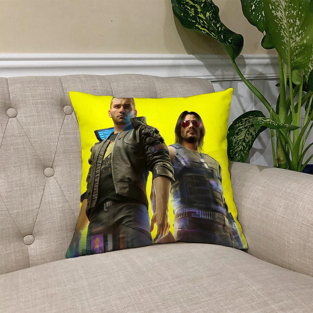 C-Cyber P-Punk Games 2077 cushion cover Square Sofa Cushion Cover Casual Skin-Friendly Comfortable Pillow Cover