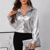 Ladies Elegant Spring Summer French Long Sleeve Jacquard All Match Blouse Shirt Top
