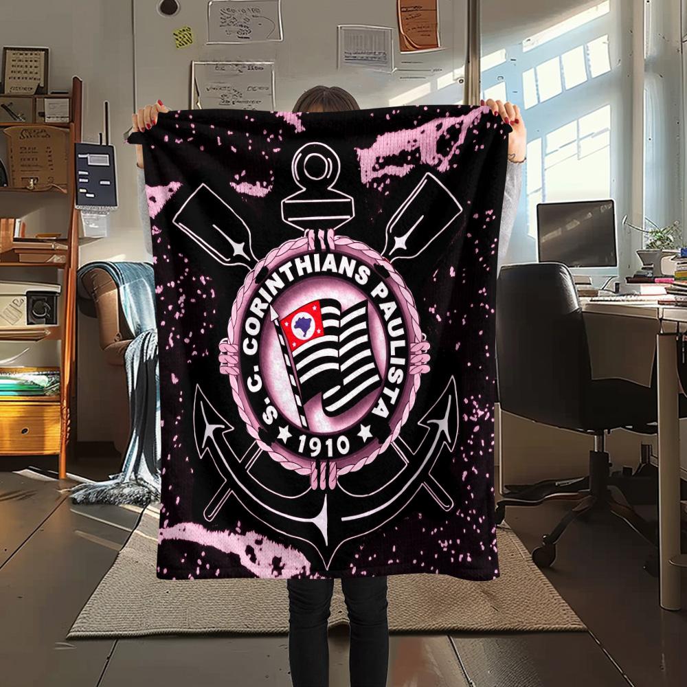 Corinthians Paulista Print Flannel Blanket, High quality Comfortable for All Seasons, Home Decor, Warmth and Comfort