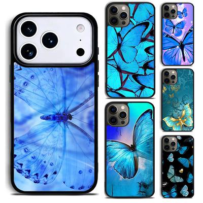 Blue Butterfly Phone Case For iPhone 17 16 15 14 13 12 11 Pro Max Plus 17Air Soft Silicone Cover