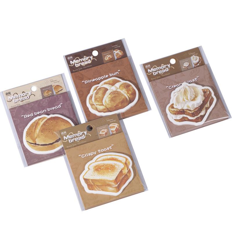 30Pcs Bread Toast Theme Simulation Food Sticky Notes Cute Gourmet Style Journal Message Memo Pads