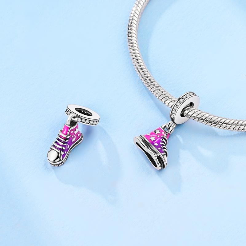 Shoe Charm Bead Components Copper Metal Ballet Dance Shoes High Heels Canvas Shoe Pendant Bead Components Compatible With Do It Yourself Bracelets