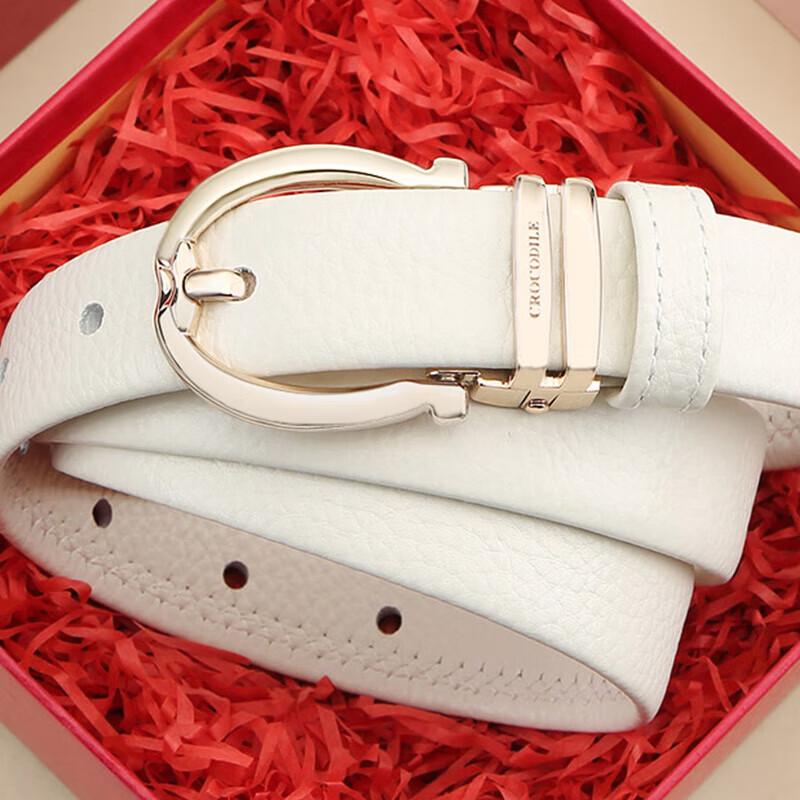 Crocodile Women's Genuine Leather Litchi Grain Pin Buckle Belt
