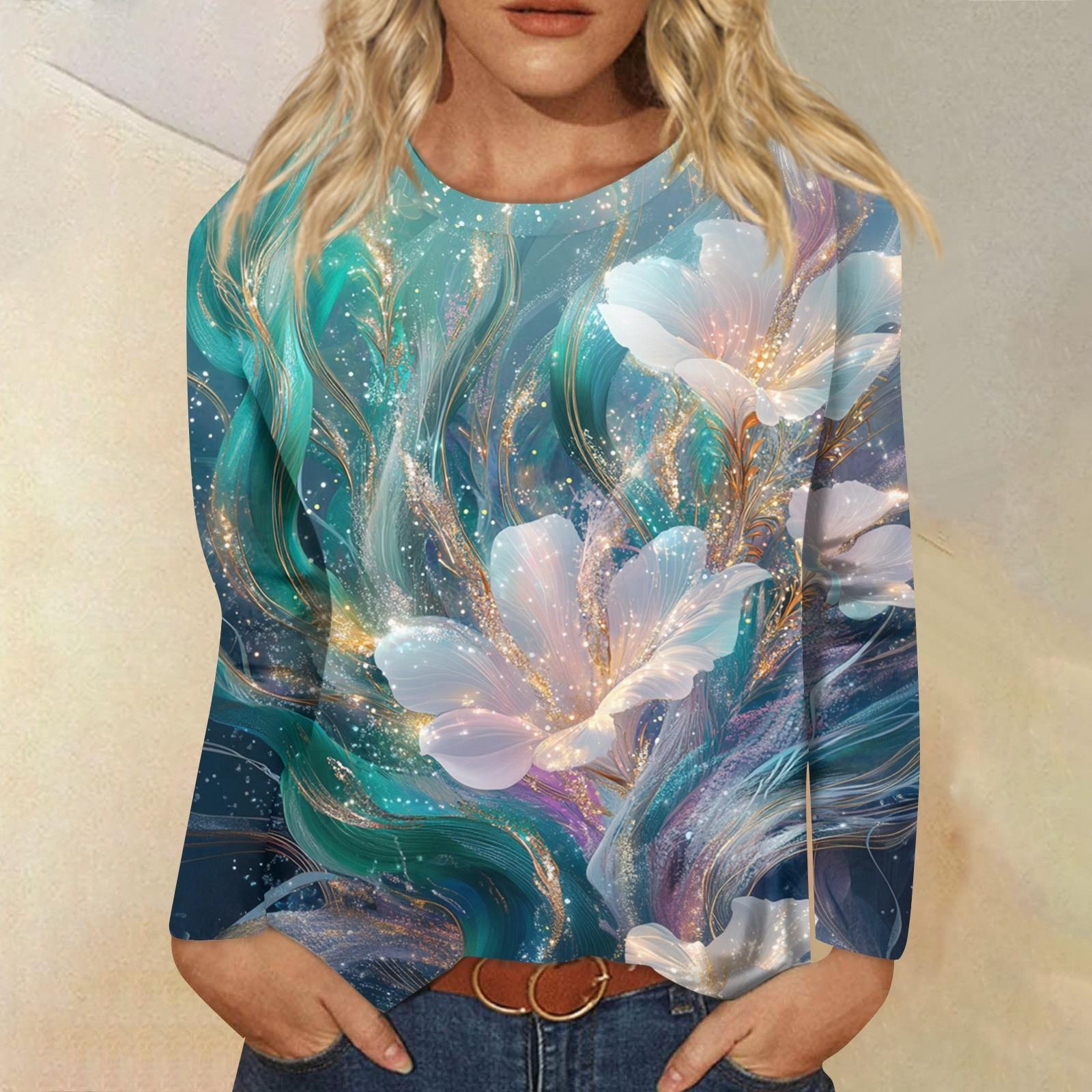 

Женская модная повседневная кофта с длинным рукавом и принтом, с круглым вырезом XL