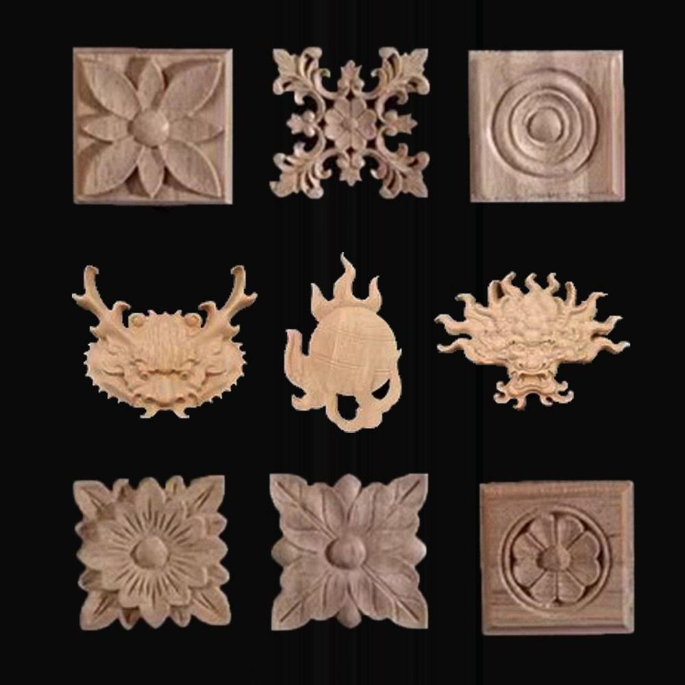 

Solid Color Vintage Wood Carved Multi Styles Cabinet Seat Feets Decoration Crafts Home Decor