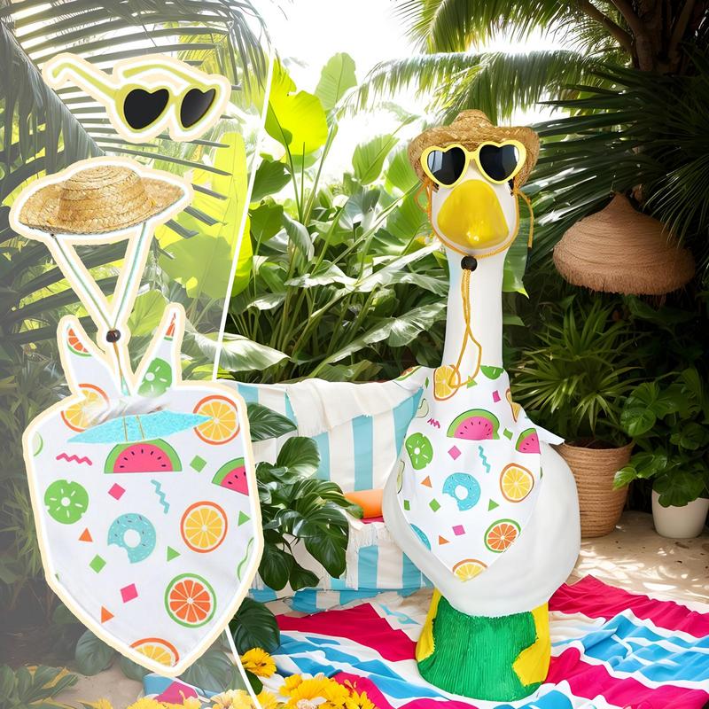 

Geese Statue Clothes Porch Geese Hats Clothes Sunglasses Straw Hat For Cement Animal Home Furnishings Window Display Poolside United States
