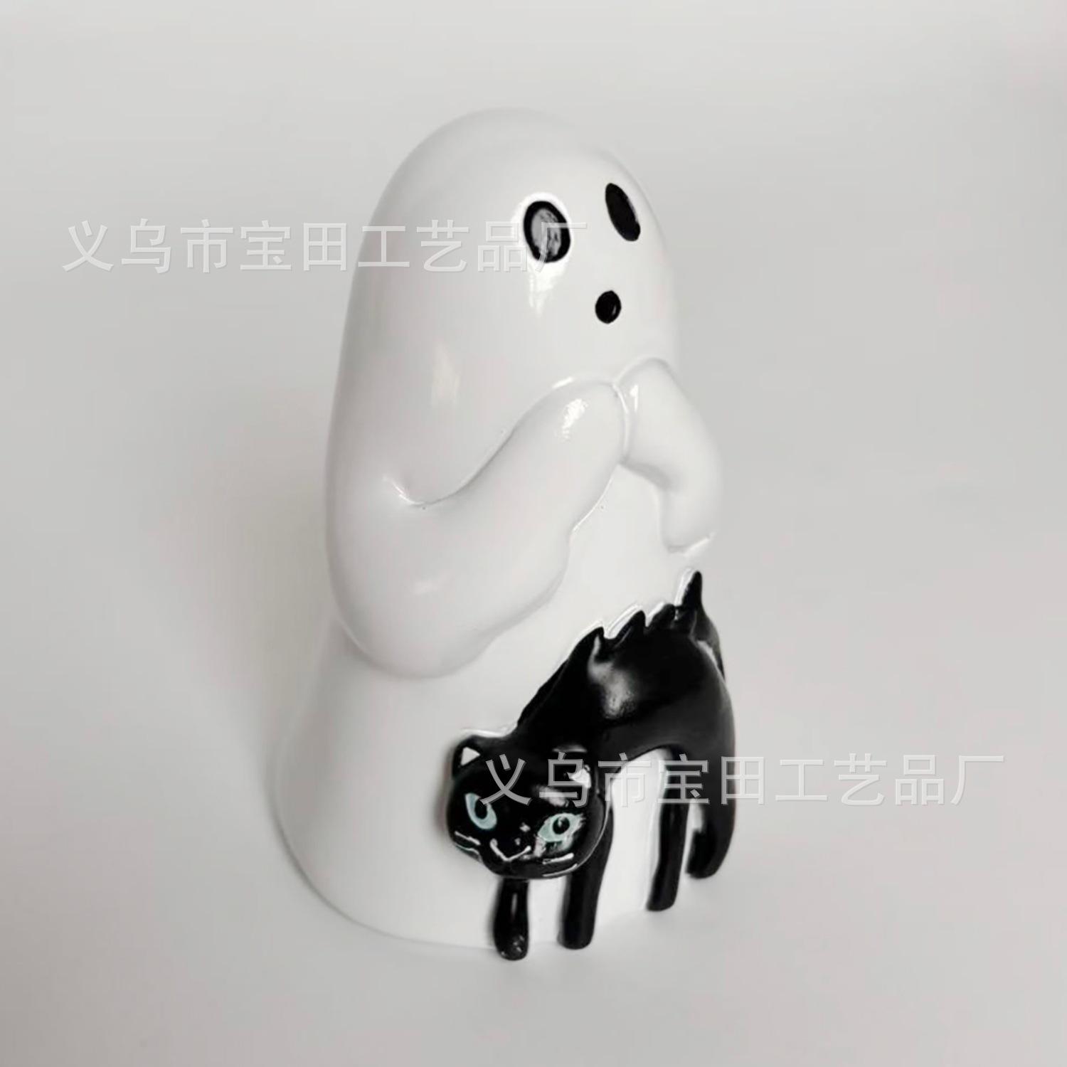 Creative cute ghost ghost horror black cat ghost resin statue decoration