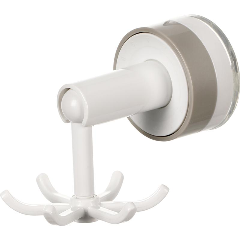 

Multi-Purpose Punch-Free Hanger Rotating Six-Claw Hook for Kitchen & Bathroom Wall Rack with Suction Cup Made of Plastic белый