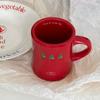 Positive Red New Year'S Tree Graffiti Waist Niche Cartoon Ceramic Water Cup Coffee Cup Souvenir