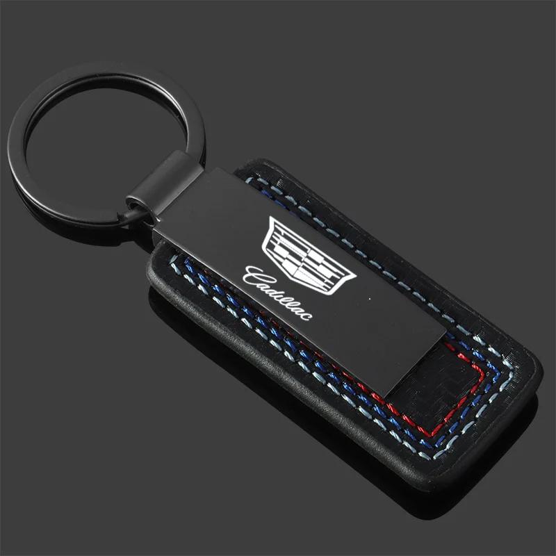 For Cadillac ATS BLS CT4 CT5 CTS ESCALADE SRX STS XT4 XT5 XT6 XTS Leather Car Logo Keychain Alloy Key Rings Chains Pendant