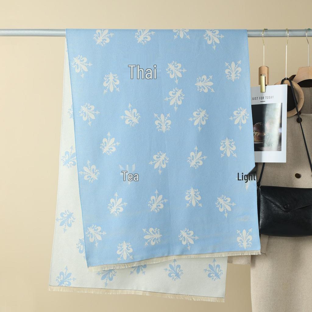 Double-Sided Women's Winter Ink Painting Snood: Imitation Cashmere Scarf for Air-Conditioned Rooms.