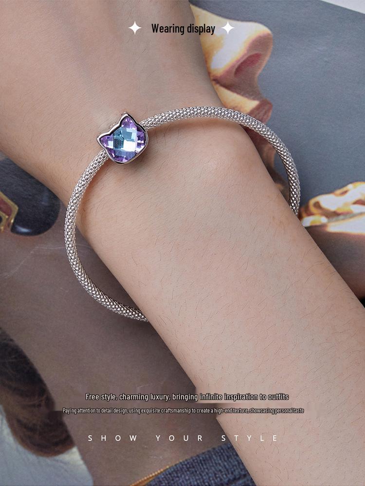 Silver Ziyun Colorful Cat S925 Silver Beads – Cute Pet DIY Bracelet Beads SCC2469
